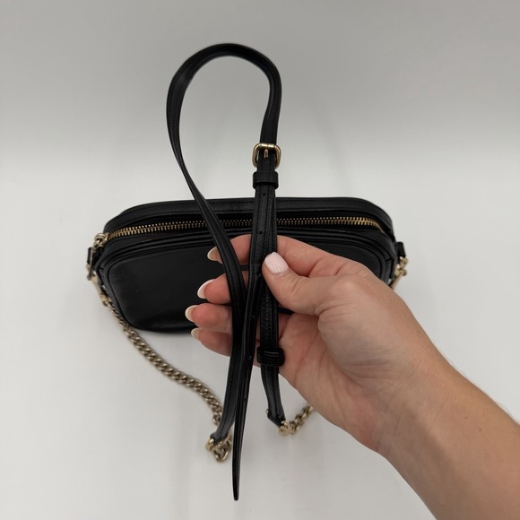 Coach Isla Leather Crossbody Purse Gold Chain Strap 31411 Black Bag - Picture 7 of 14